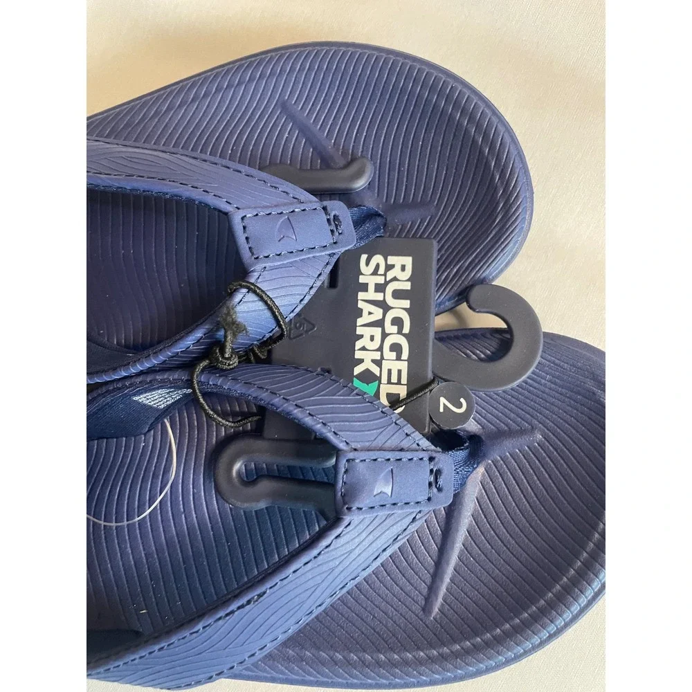 Rugged Shark Americana Kids Navy Blue Flip Flops Sandals Size 2 HT-1354RS